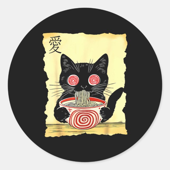 Adesivo Camisetas engraçadas japonesas de ramen de gato Ka (Frente)