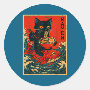 Adesivo Camisetas Gráficas Japonesas Black Cat Ramen Para
