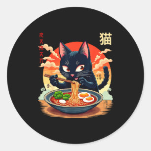 Adesivo Camisetas Gráficas Japonesas de Ramen de Gato Anim