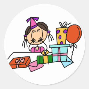 Adesivo Camisetas Menina de Cabelo Castanho Com Presentes