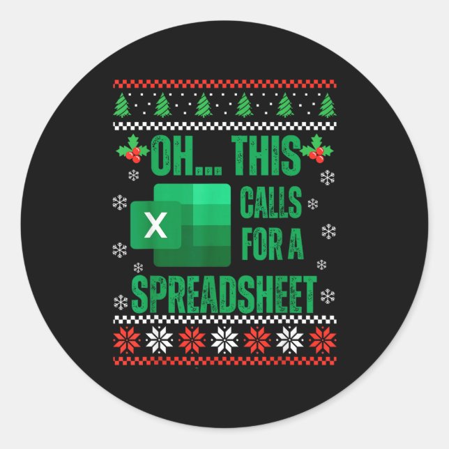 Adesivo Camisola de Natal engraçada de planilhas do Excel  (Frente)