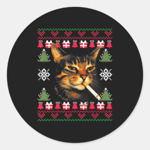 Adesivo Camisola Feia de Natal engraçada para gato fumante