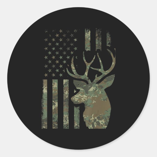 Adesivo Camo American Flag Buck Hunting Gift for Elk Deer  (Frente)