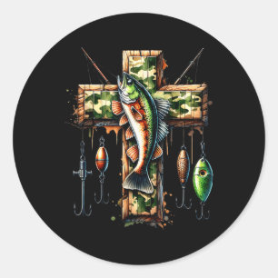 Adesivo Camo Cross Fisheries Faith Christian Fish Man Hunt