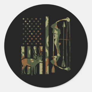 Adesivo Camo Flag Deer Arco Hunting Patriotic Hunter Pai A