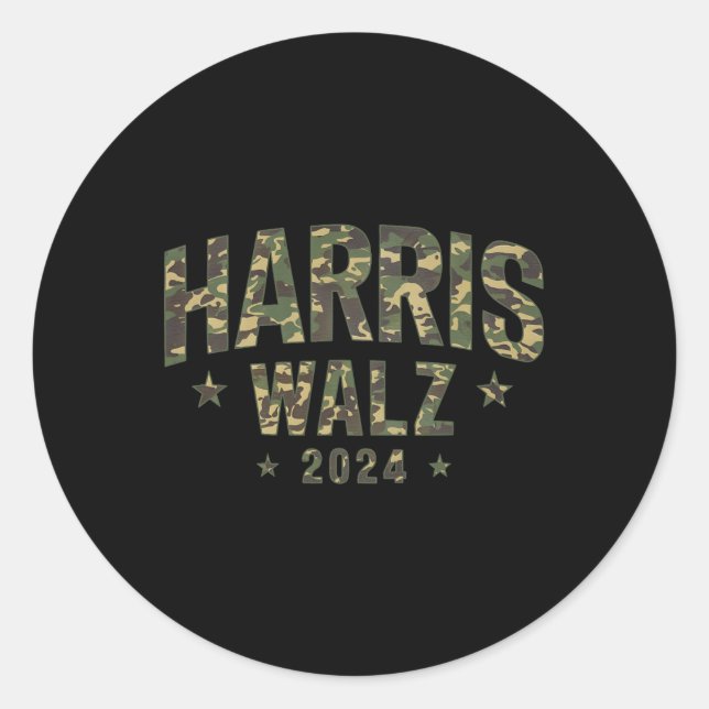 Adesivo Camo Harris Walz 2024 Eleição Tim Walz Kamala Cam (Frente)