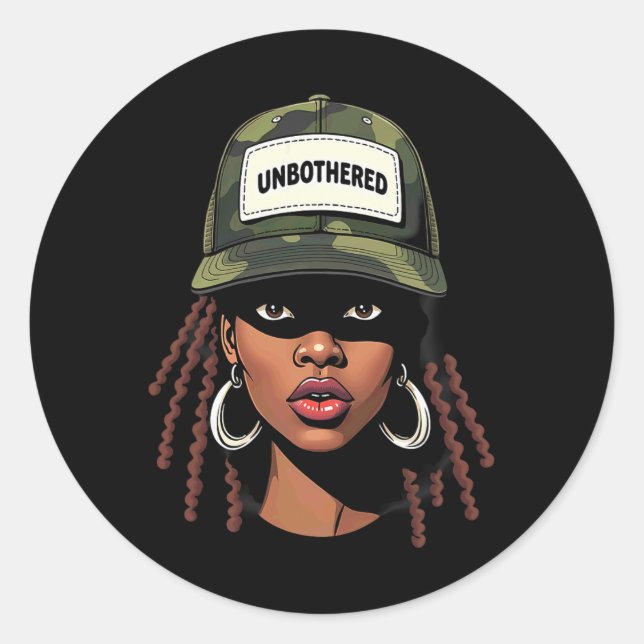 Adesivo Camo Juneteenth Despreocupada Garota Preta com Tra (Frente)