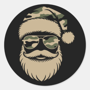 Adesivo Camo Santa Claus Óculos escuros Camuflagem de Nata