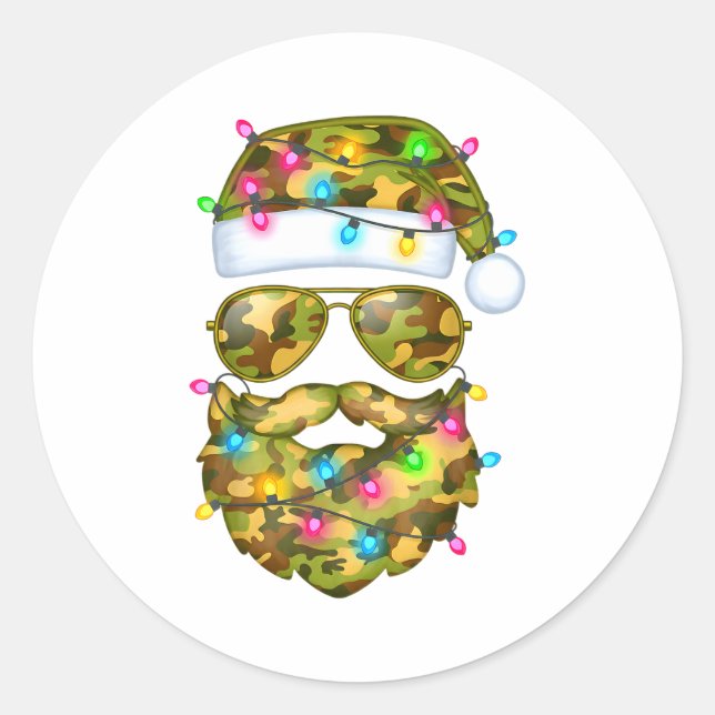 Adesivo Camo Santa Claus Sungles Camouflage Funny Xmas Lig (Frente)