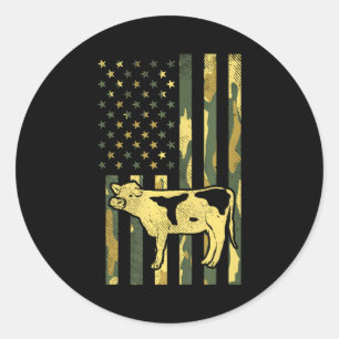Adesivo Camo US Flag Cow Militar Fazenda Animal Patriótico
