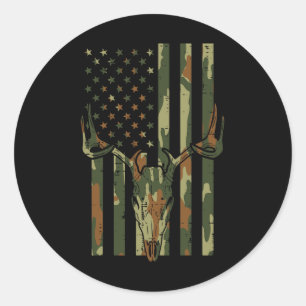 Adesivo Camo USA Flag Deer Skull Vintage Caça Patriótica