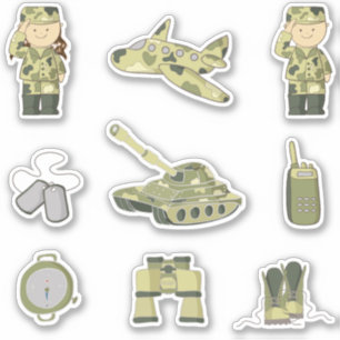 Adesivo Camo Verde Educativo para Crianças Militares