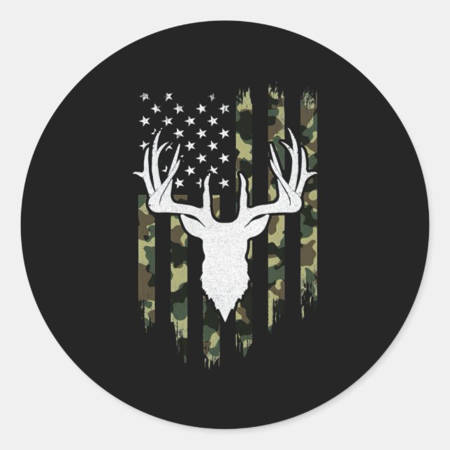 Adesivo Camouflage American Flag Deer Hunting (Frente)