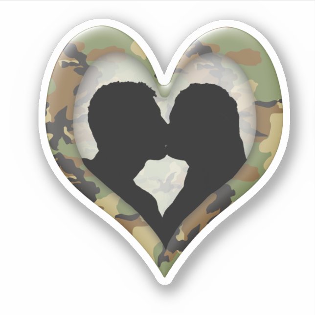 Adesivo Camouflage Heart with Kissing Couple (Frente)