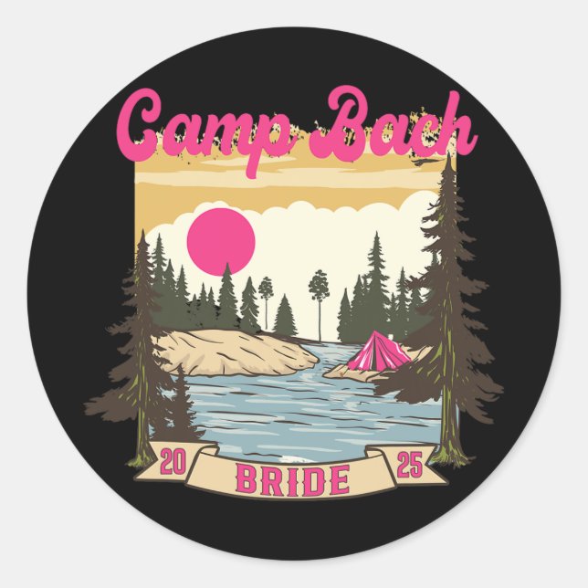 Adesivo Camp Bach Bride Bridesmaid Retro Camping Bachelore (Frente)