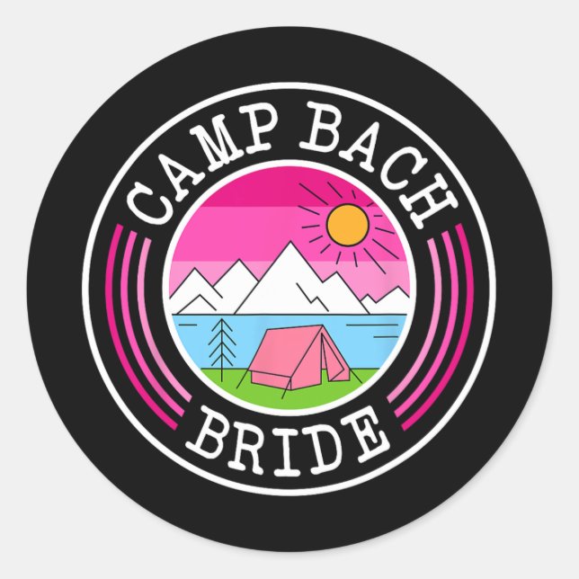 Adesivo Camp Bach Bride Bridesmaid Retro Camping Bachelore (Frente)