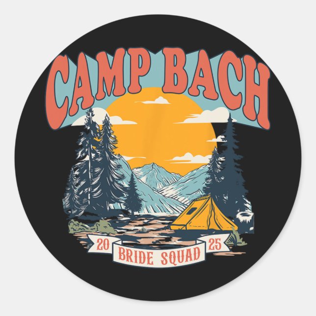 Adesivo Camp Bach Bride Squad 2025 - Bachelore Retro Campi (Frente)