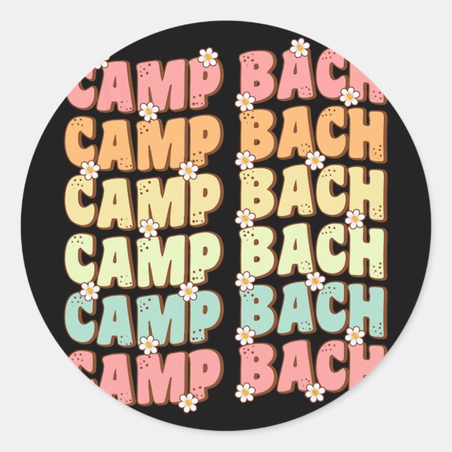Adesivo Camp Bach Groovy Bride Squad Camping Bachelorette (Frente)