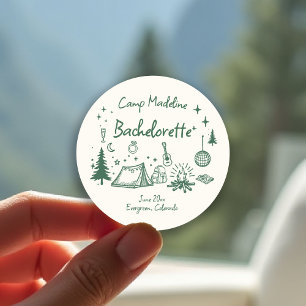Adesivo Camp Bachelorette Camping Mão Desenhada Escrevendo