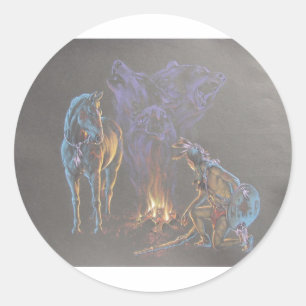 Adesivo Camp Fire Native Indian Warrior