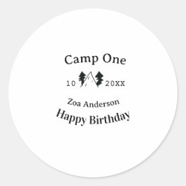 Adesivo Camp one happy birthday name date campingadventure