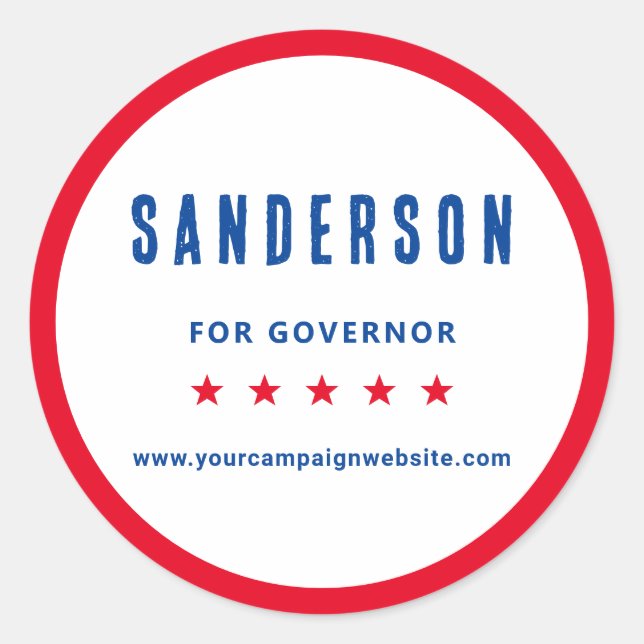 Adesivo Campaign Name Red White Blue Political Election (Frente)