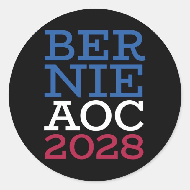 Adesivo Campanha Bernie Aoc 2028 - Oliveira da Luta Patrió (Frente)