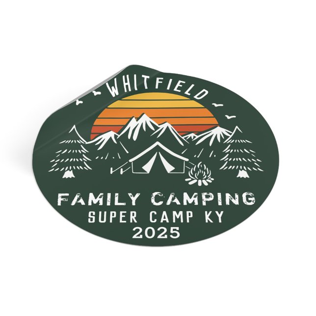 Adesivo Campanha de Férias Familiares Personalizadas (Family Camping Squad Green Custom Sticker)