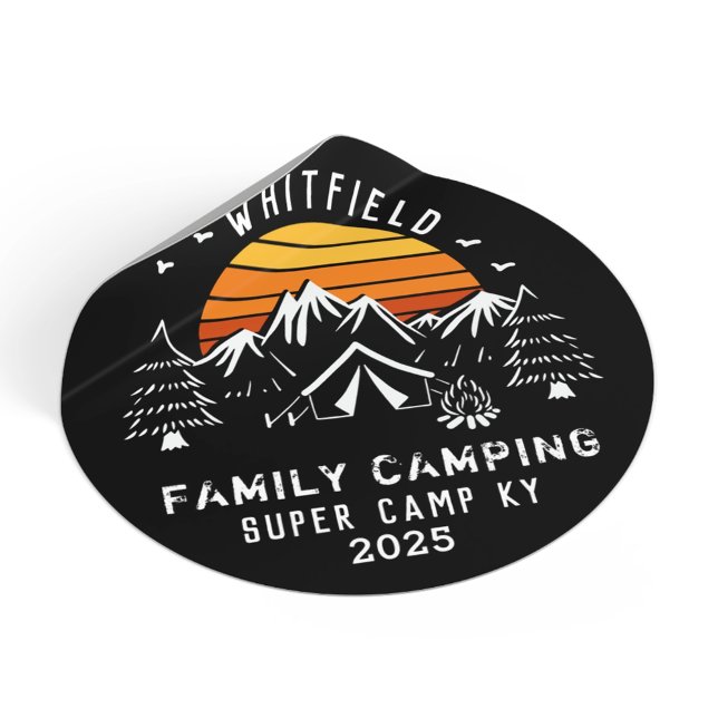Adesivo Campanha de Férias Familiares Personalizadas (Custom Family Vacation Matching Camping Classic Round Sticker)