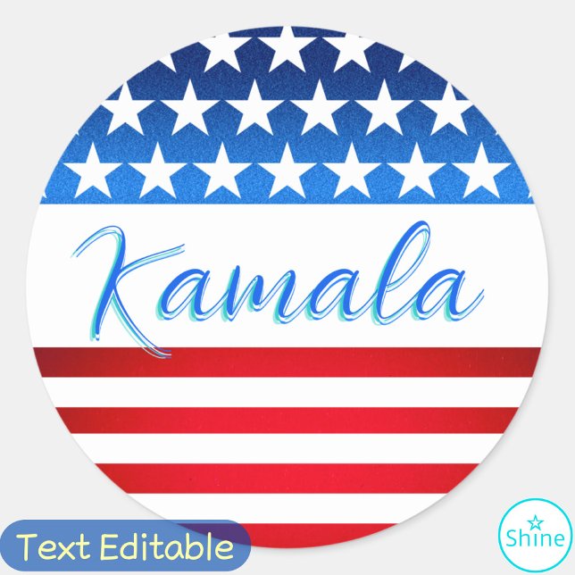 Adesivo Campanha Kamala Harris SWAG US Flag Elegant Script (Criador carregado)
