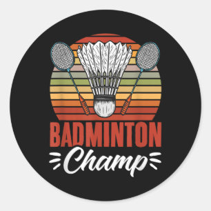 Adesivo Campeão de Badminton Raquete Peteca Badminton Vint