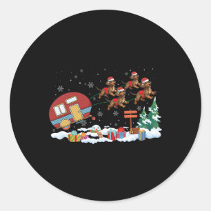 Adesivo Camper Van Dachshund Dog Sleigh Santa Hat Christma