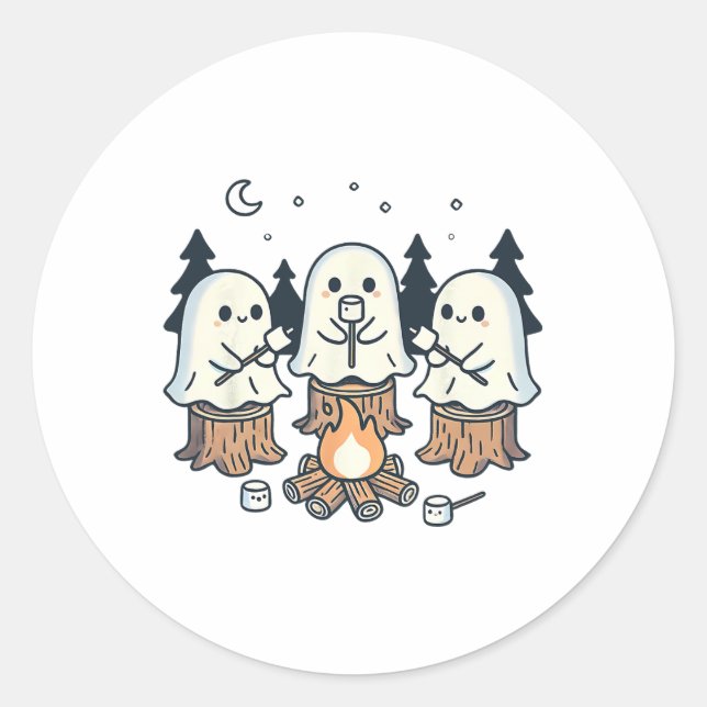Adesivo Campfire Ghost Spooky Marshmallow Halloween Bonfir (Frente)