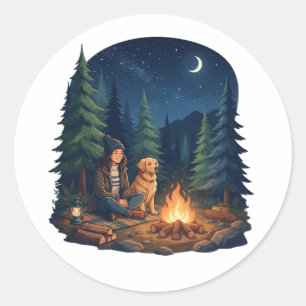 Adesivo Camping Clássico Amante de Cão Retriever Dourado