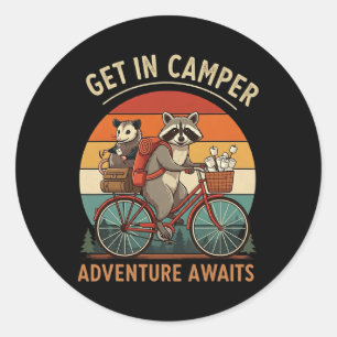 Adesivo Camping de Bicicleta Guaxinim Gambá Entra no Trail