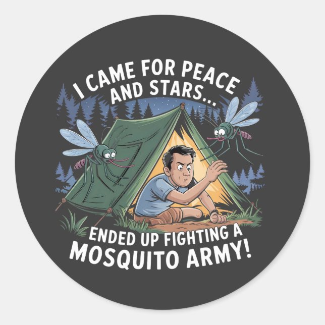 Adesivo Camping Mosquito Exército T-Shirt Engraçado (Frente)