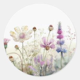 Adesivo Campo de Aquarela de flores silvestres