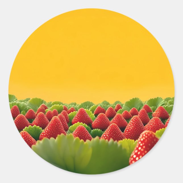 Adesivo Campo de Morango Vermelho Vibrante (Frente)