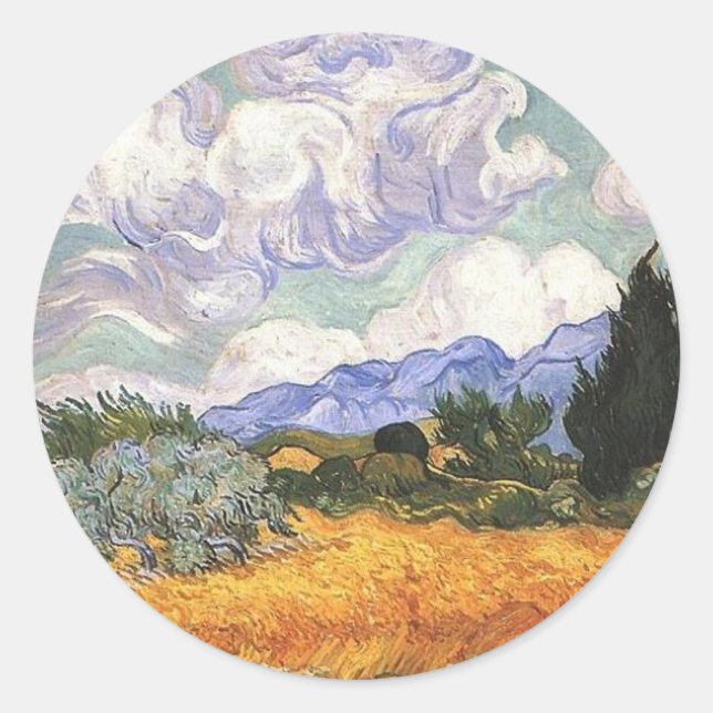 Adesivo Campo de trigo com Cypress por Van Gogh. (Frente)