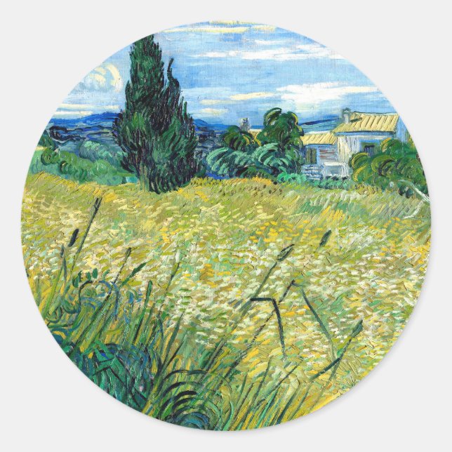 Adesivo Campo de trigo verde com Cypress (1889) Van Gogh A (Frente)