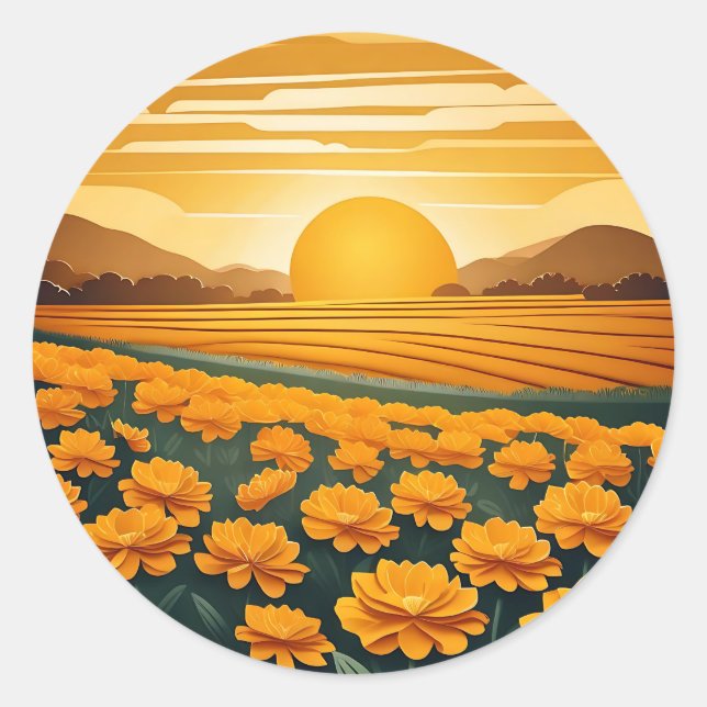 Adesivo Campos ouros de Marigolds (Frente)