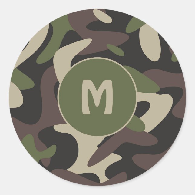 Adesivo Camuflagem Militar Padrão Verde Castanho Monograma (Frente)