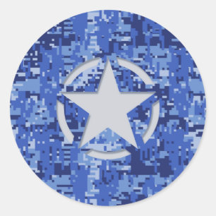 Adesivo Camuflagem retro dos azuis marinhos do estêncil d