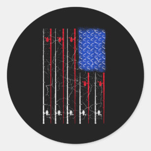 Adesivo Cana de Pesca com Bandeira Americana dos EUA Top,