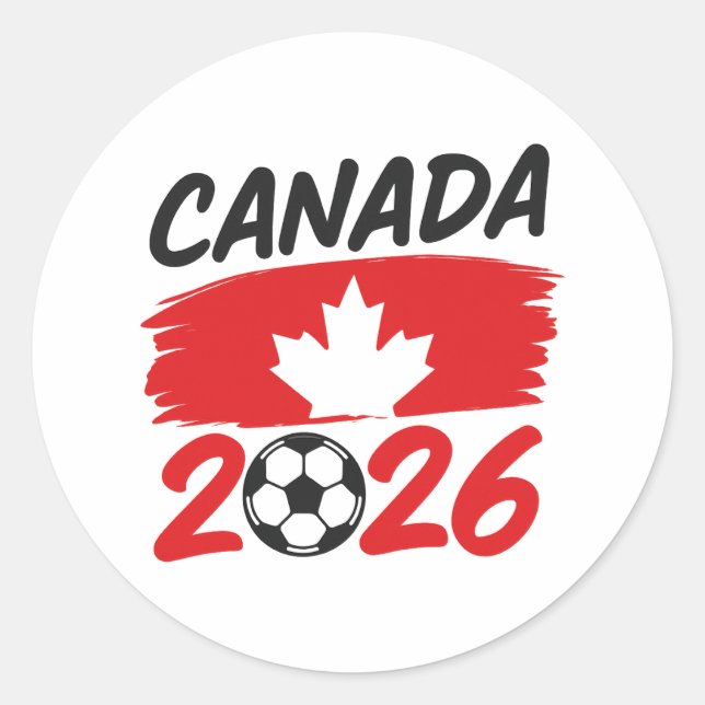 Adesivo Canada 2026 Soccer Fan Design with Maple Leaf (Frente)