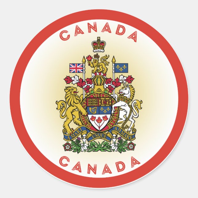Adesivo Canadá Casaco de Forma do Círculo de Armas (Frente)