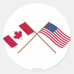Adesivo Canadá e as bandeiras cruzadas os Estados Unidos