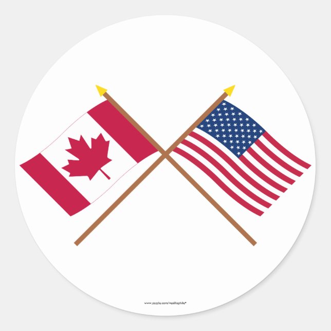 Adesivo Canadá e bandeiras cruzadas os Estados Unidos (Frente)