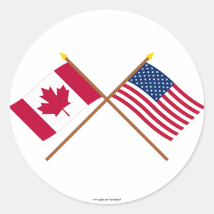Adesivo Canadá e bandeiras cruzadas os Estados Unidos