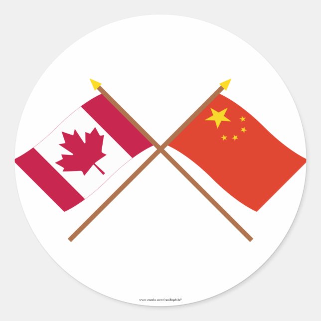 Adesivo Canadá e República da China Cruzada Bandeira (Frente)